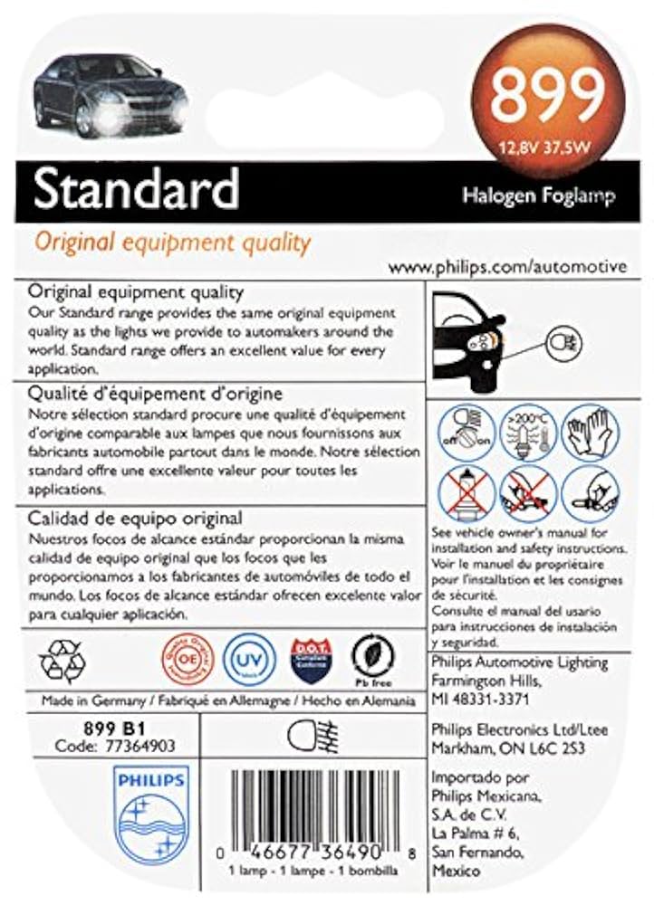 Amazon.com: Philips 899 Standard Fog Bulb (Pack of 1